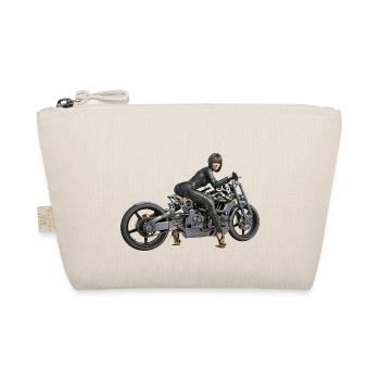 Biker girl, Sexy Frau mit Motorrad - Bio-Täschchen - Natur - Vorne