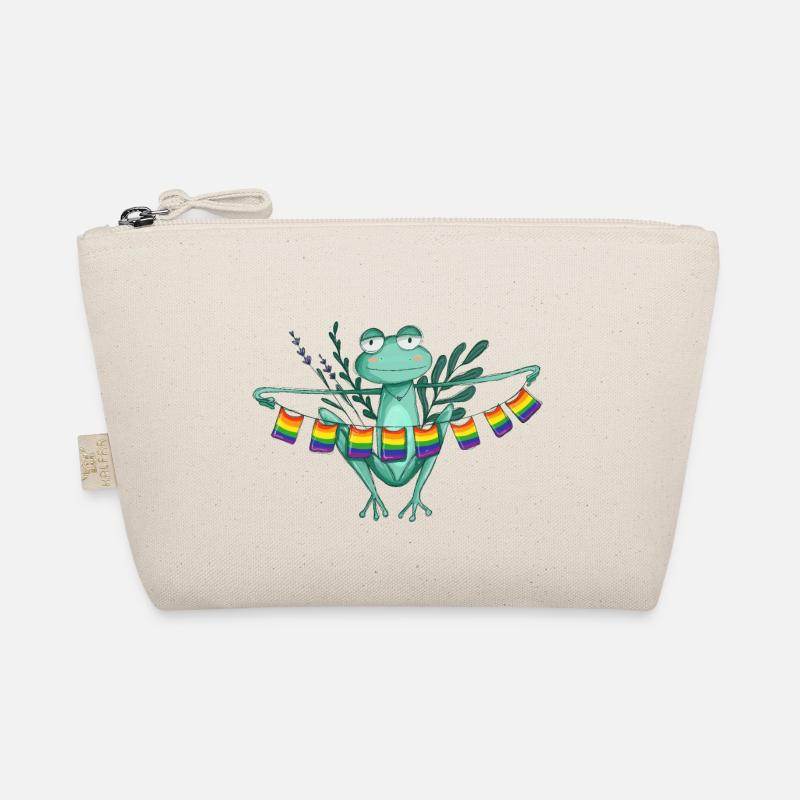 Pride frog with rainbow flags Organic Pouch
