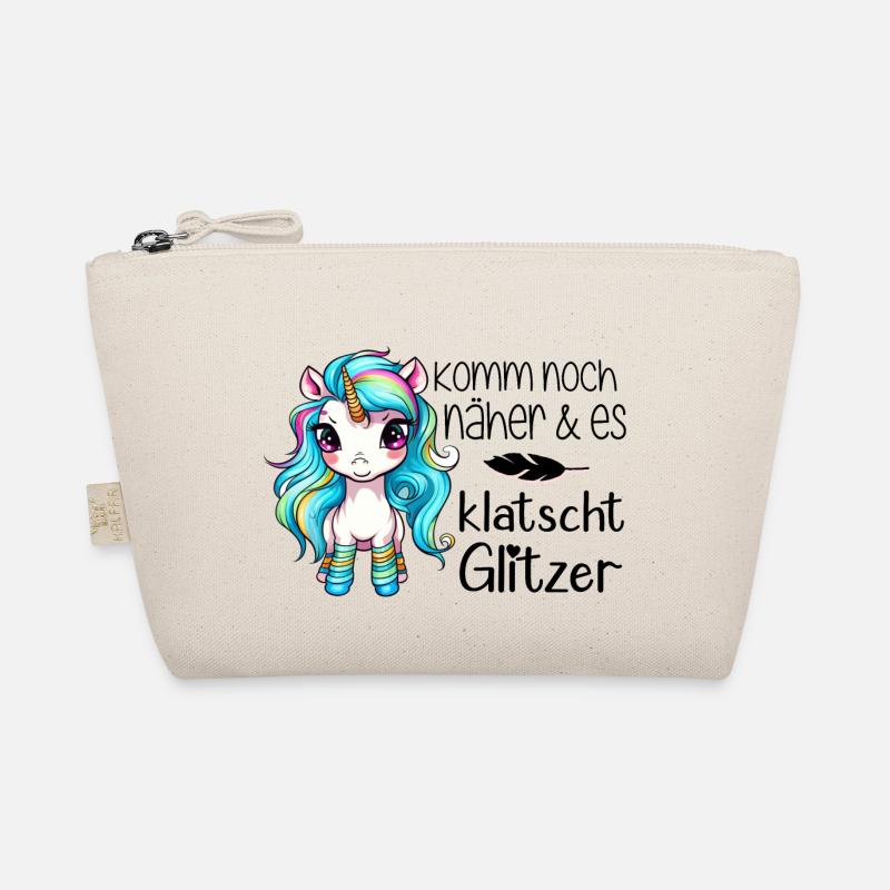 Einhorn & Es Klatscht Glitzer - Bio-Täschchen - Natur