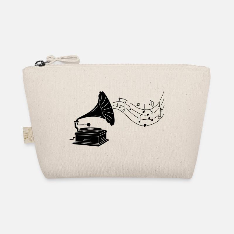 Black gramophone and music Organic Pouch