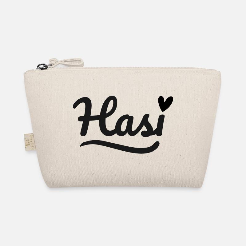 Hasi Schrift Herz - Bio-Täschchen - Natur