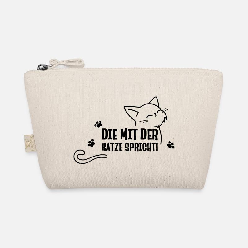 Die mit der Katze spricht lustige Katzen Sprüche Bio-Täschchen