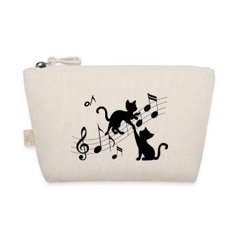 Black cats pattern playing with musical note - Organic Pouch - nature - Front