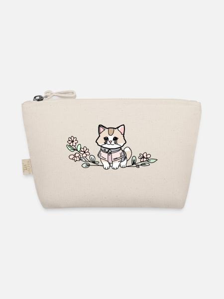 Katze auf Blumenast - Bio-Täschchen - Natur