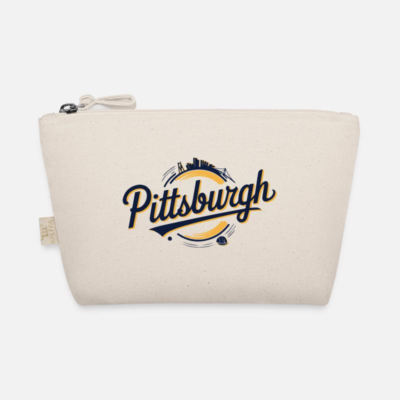Pittsburgh Skyline and Bridge Script Logo in Bold - Organic Pouch - nature