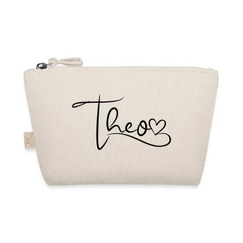 Theo Name First Name Heart Decor - Organic Pouch - nature - Front