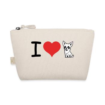I love Chihuahua Heartbeat Pulse - Pet Design - Bio-Täschchen - Natur - Vorne