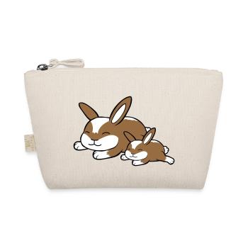 2 lapins dormant papa maman enfant mère couché fatigué - Trousse biologique - nature - Devant