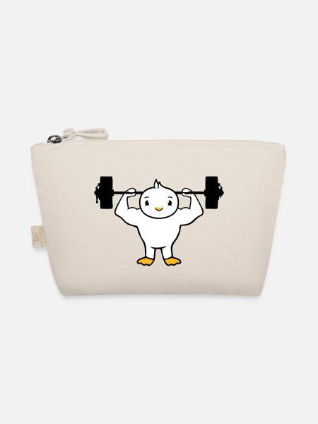 Bird Bodybuilder Weightlifting Strong Gym Fitness - Organic Pouch - nature - Front