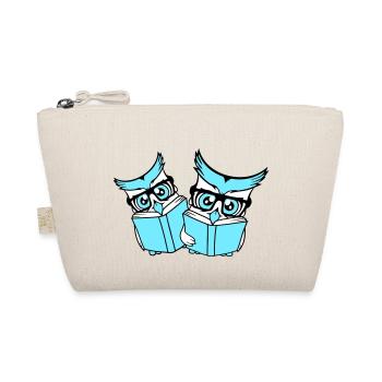 2 Owls Nerd Duo Geek Book Reading Eagle Owl Glasses Smart - Organic Pouch - nature - Front