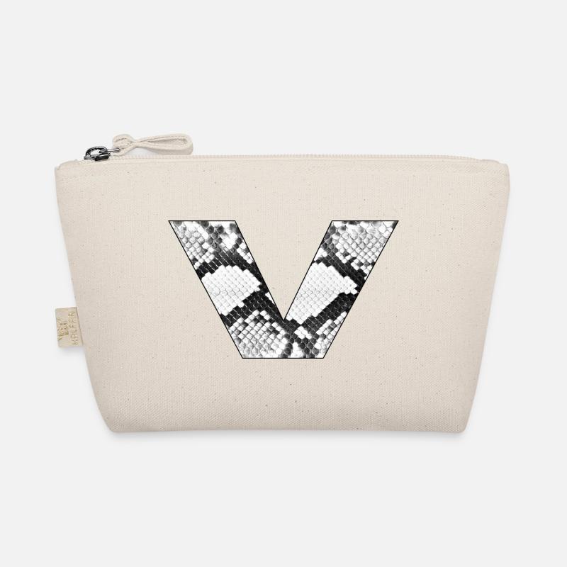 Snake Pattern Letter V Organic Pouch