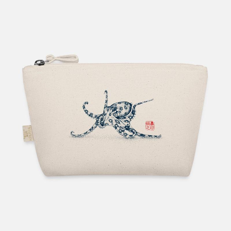 Oktopus mit Kanji Stamp - Bio-Täschchen - Natur