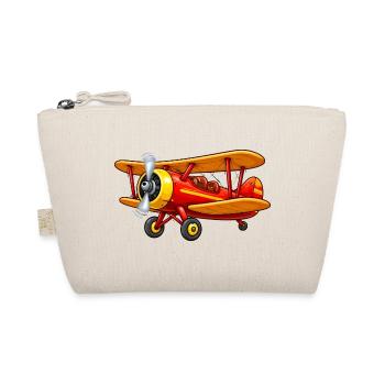 Doppeldecker Flugzeug Motiv Retro Cartoon  - Bio-Täschchen - Natur - Vorne