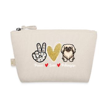 Peace Love Pekingese - Peke Dog Mom Dad Lap Dog - Organic Pouch - nature - Front