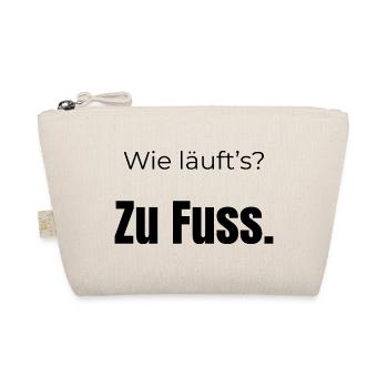 Wie läuft’s? Zu Fuß – Fun Spruch, schwarze Schrift - Bio-Täschchen - Natur - Vorne