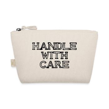 HANDLE WITH CARE Schriftzug handgezeichnet - Bio-Täschchen - Natur - Vorne