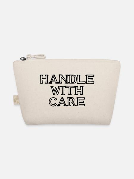 HANDLE WITH CARE Schriftzug handgezeichnet - Bio-Täschchen - Natur