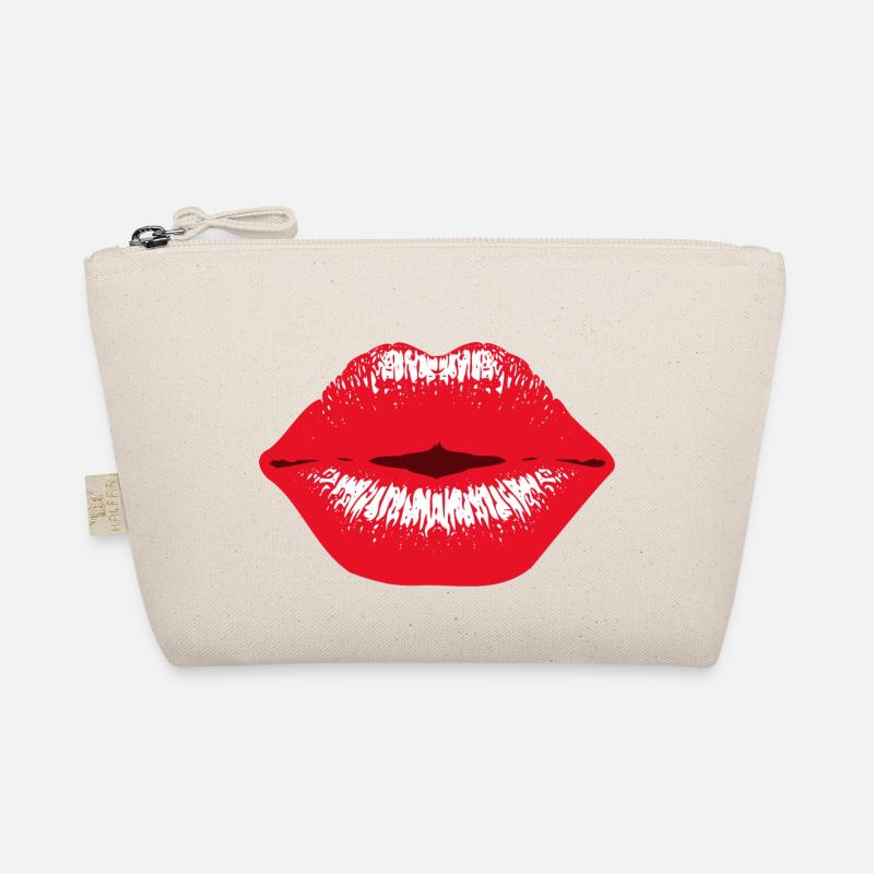 Kussmund sexy roter Lippenstift Statement Fun Bio-Täschchen