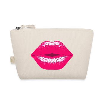 Pinker Kussmund Lipstick Lippenstift Schmatzer lip - Bio-Täschchen - Natur - Vorne