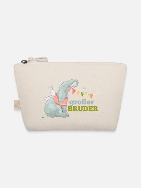 großer Bruder Elefant Hase - Bio-Täschchen - Natur