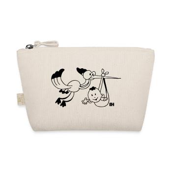 Stork with a Baby, One Color Design - Organic Pouch - nature - Front