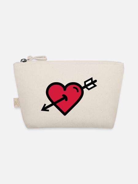 Heart in Cupid's arrow is Valentine's Day - Organic Pouch - nature - Front