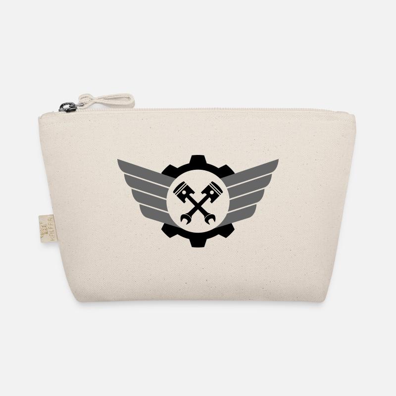 Piston key crossed with gear and wing - Organic Pouch - nature