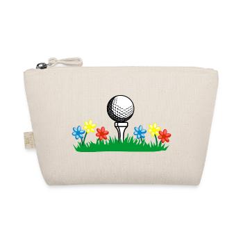Golfstock und Ball auf Rasen mit Blumen - Bio-Täschchen - Natur - Vorne
