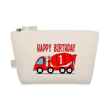 Betonmischer Happy Birthday 1 - Bio-Täschchen - Natur - Vorne