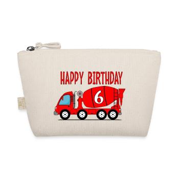 Betonmischer Happy Birthday 6 - Bio-Täschchen - Natur - Vorne