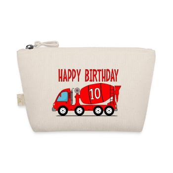 Betonmischer Happy Birthday 10 - Bio-Täschchen - Natur - Vorne