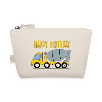 Betonmischer Happy Birthday gelb - Bio-Täschchen - Natur - Vorne