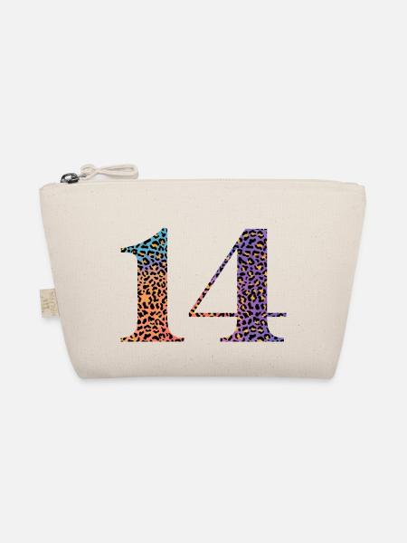 14th Birthday Leopard - Organic Pouch - nature - Front