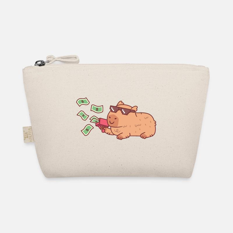 Kühlen Capybara mit Sonnenbrille und Geldpistole - Bio-Täschchen - Natur