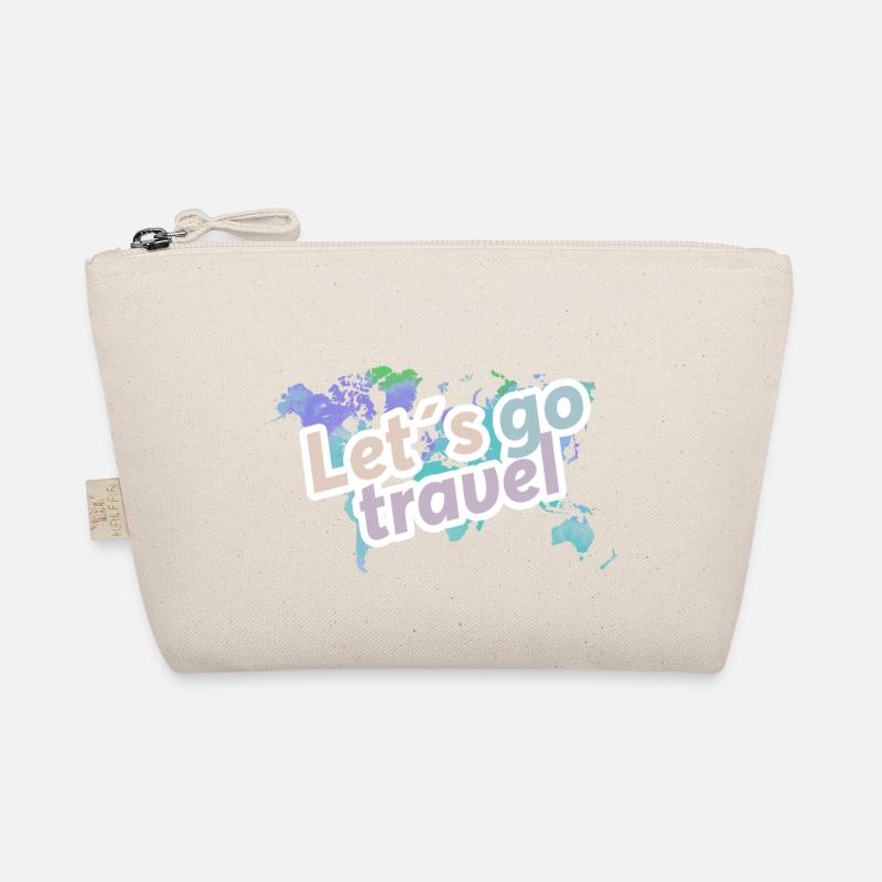 Map with letters: "lets go travel" Organic Pouch