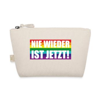 Nie Wieder Ist Jetzt Spruch Schriftzug - Bio-Täschchen - Natur - Vorne