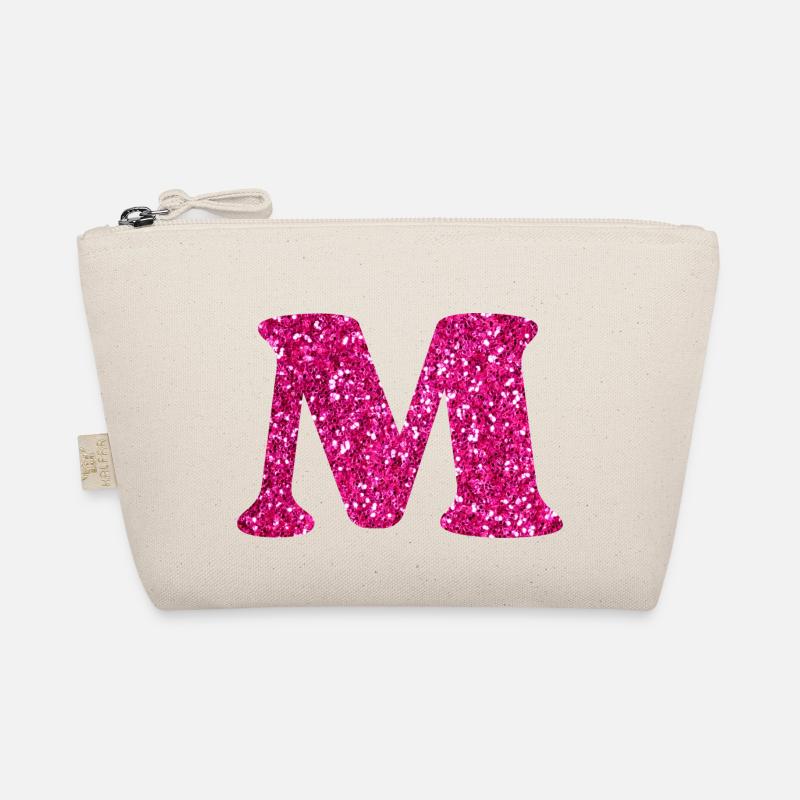 Buchstabe M Rosa Glitzer Bio-Täschchen