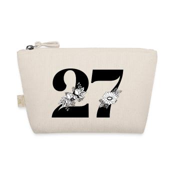 Number 27 Black Floral -27th Floral Anniversary - Organic Pouch - nature - Front