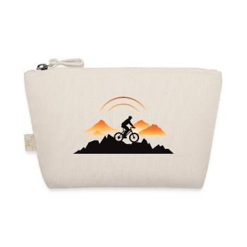 Mountain Bike Cyclist Drawing - Organic Pouch - nature - Front
