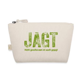 Schriftzug Jagt mit detailreichem Muster - Bio-Täschchen - Natur - Vorne
