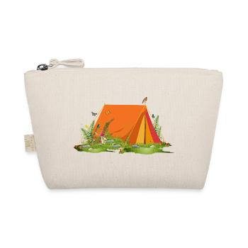Tente rétro dans un paysage forestier avec des animaux et des plantes - Trousse biologique - nature - Devant