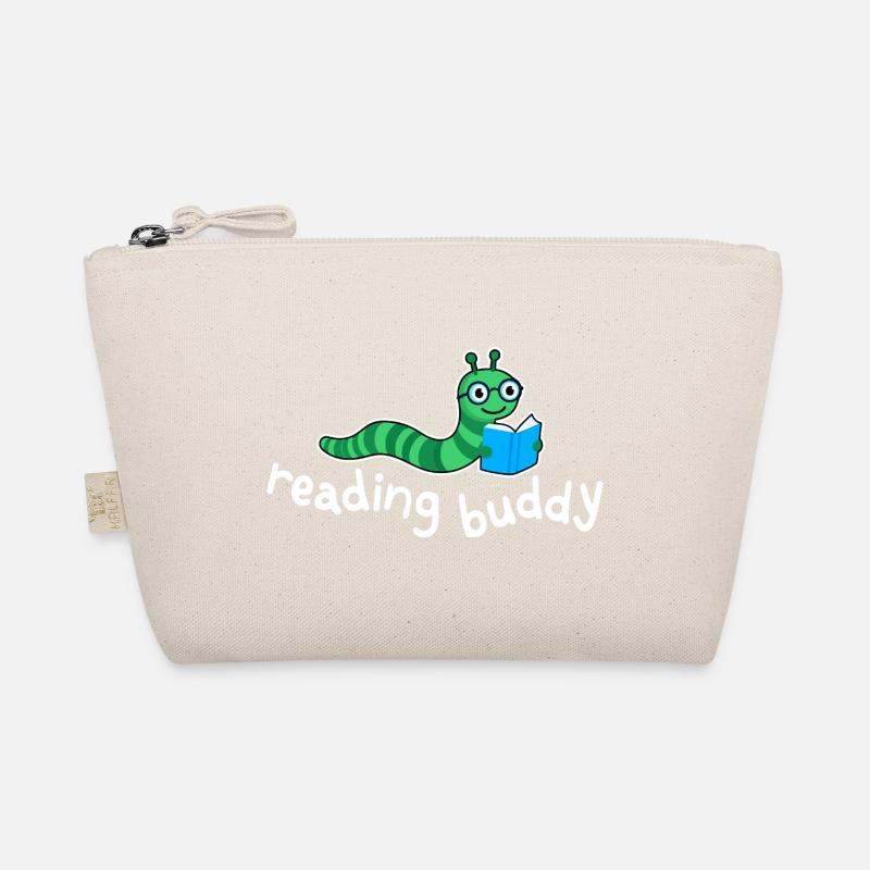 Reading friend Cute bookworm with book Organic Pouch