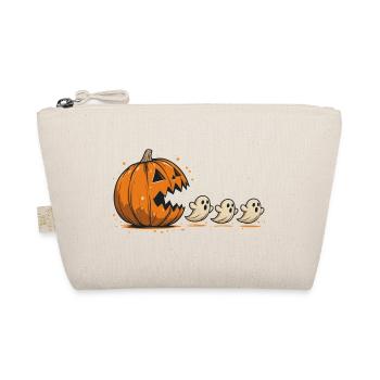 Funny Adventure Halloween Pumpkin Eating Ghosts - Organic Pouch - nature - Front