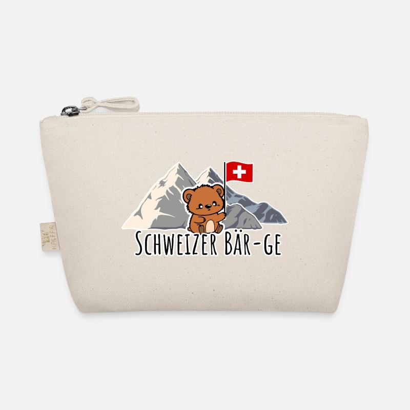 Niedlicher Schweizer Bär mit Schweizer Flagge süß! Bio-Täschchen