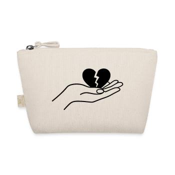 Broken Heart In Hand Minimal Line Art Design - Bio-Täschchen - Natur - Vorne