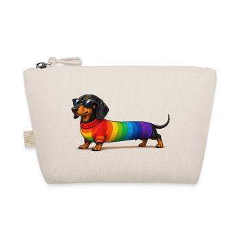 Lustiger Dackel Regenbogen Hund Shirt - Bio-Täschchen - Natur - Vorne