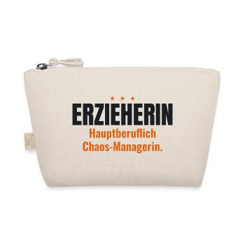 Erzieherin Shirt – Hauptberuflich Chaos-Managerin - Bio-Täschchen - Natur - Vorne