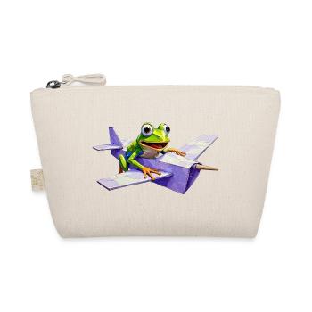 Crazy Frosch-Pilot auf Papierflieger - Bio-Täschchen - Natur - Vorne
