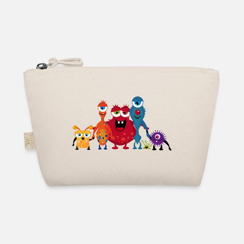 Eine bunte Monster Familie hat gemeinsam Spaß - Bio-Täschchen - Natur