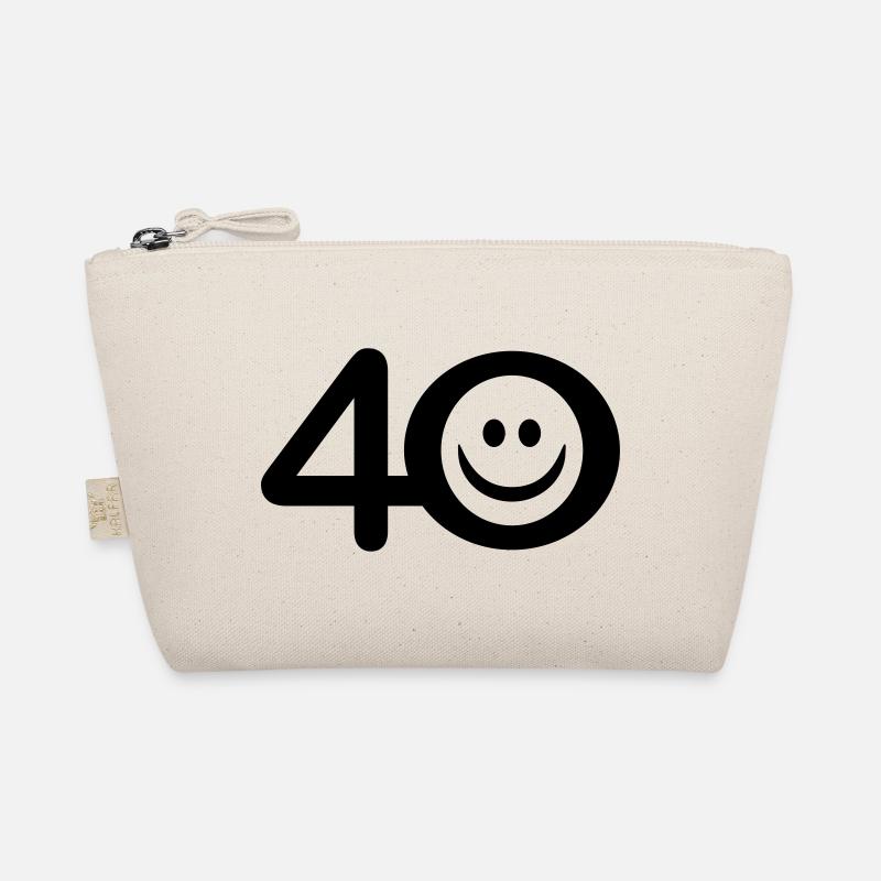 Zum Vierzigsten: 40 mit Lächel-Emoticon - Bio-Täschchen - Natur